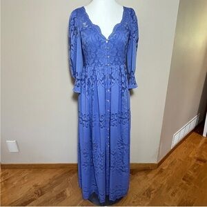 NWT Free People Dress purple Lace-Detail Button-Front Maxi Dress